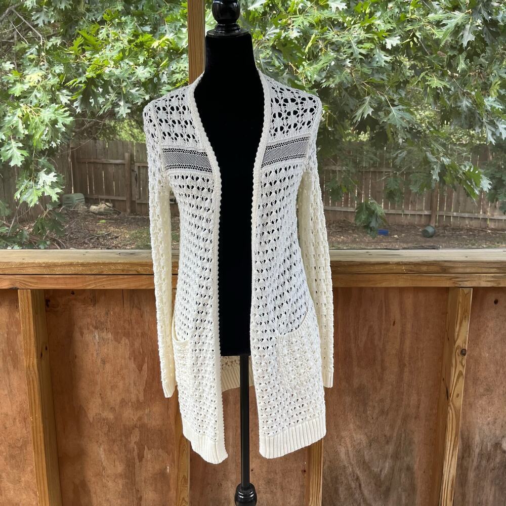 Anthropologie Far Away From Home Women's Crocheted Cardigan Sweater Size XS